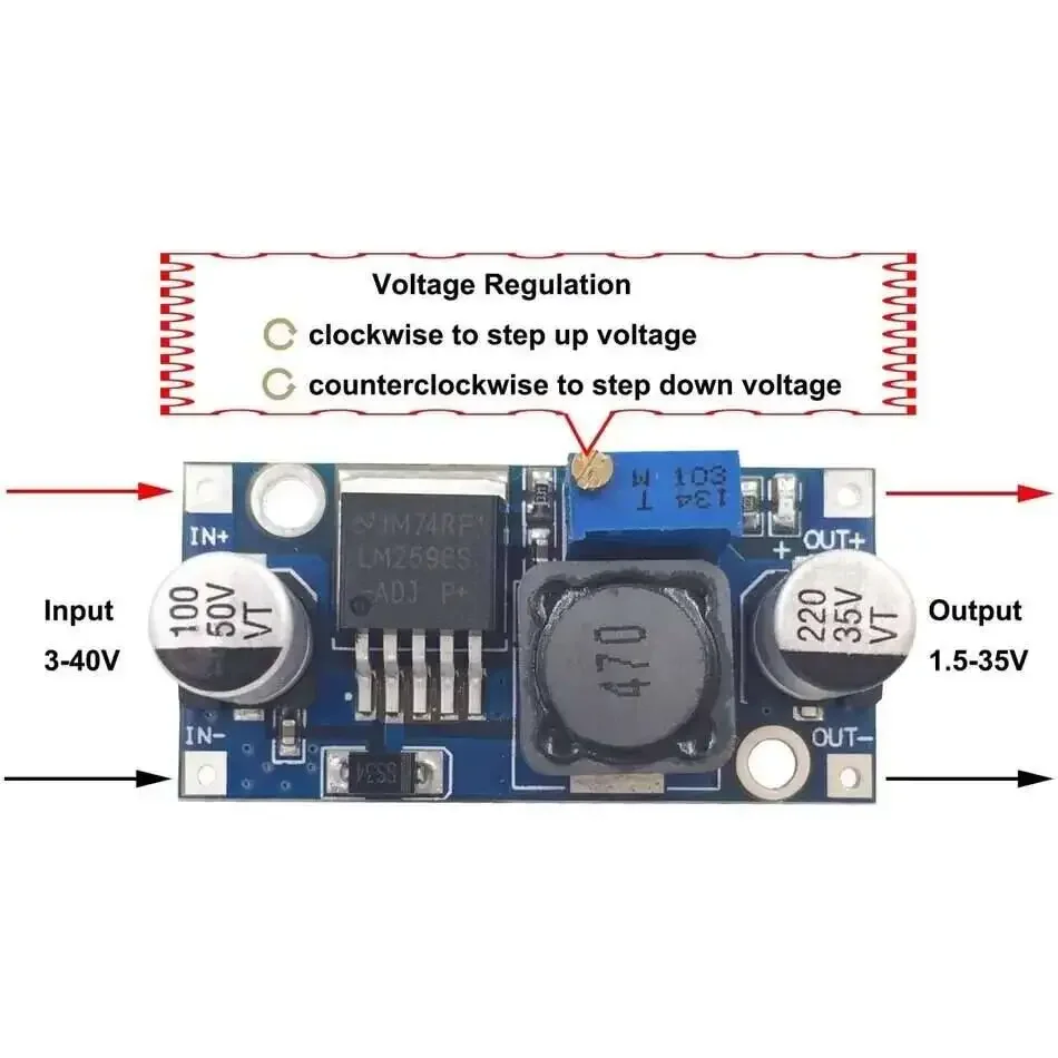 Convertitore buck LM2596S da 5 pezzi Convertitore da CC a CC Regolatore di tensione ad alta efficienza Convertitore buck da 3,0-40 V a 1,5-35 V regolabile