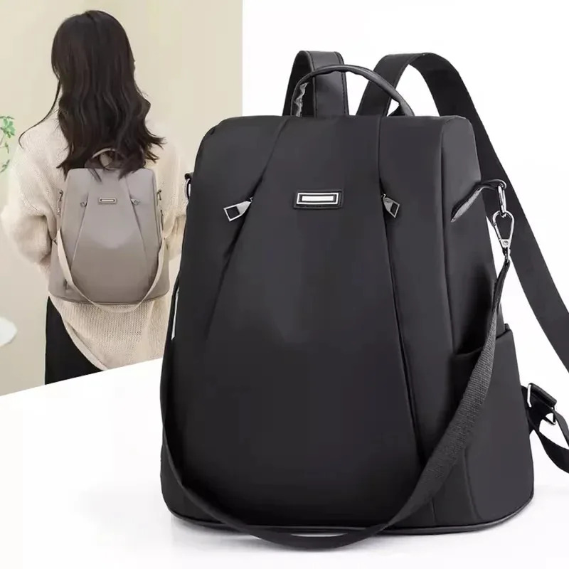 New Fashionable Women's Nylon Backpack Large Capacity Waterproof With Detachable Strap