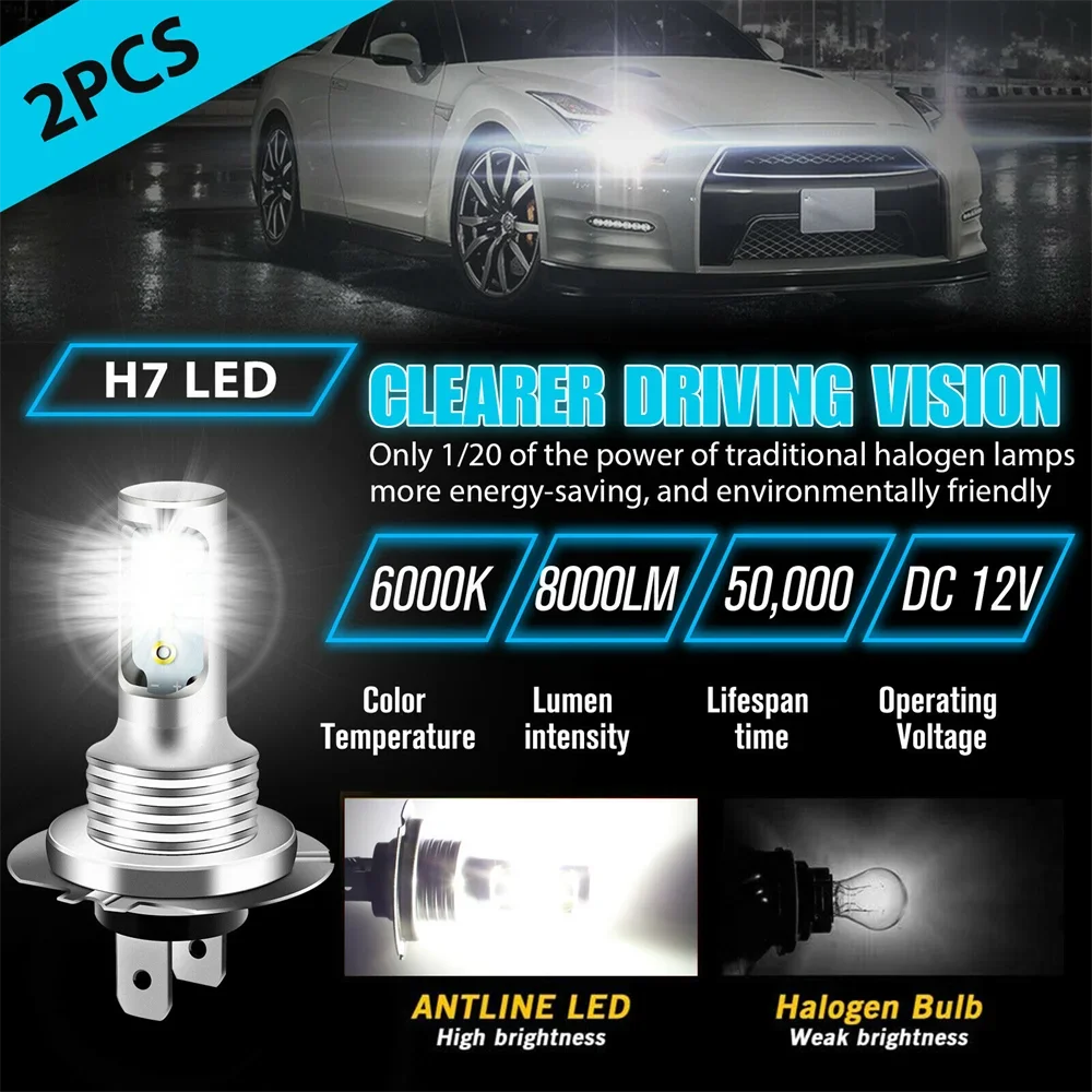 4 Gói H7 LED Bóng Đèn Pha Bộ Cao Chùm Thấp 6500K Siêu Trắng Đèn Xe Ô Tô Đèn Sương Mù Với H4 h8 H8 H11 Chip Cob 12V 24V 110W