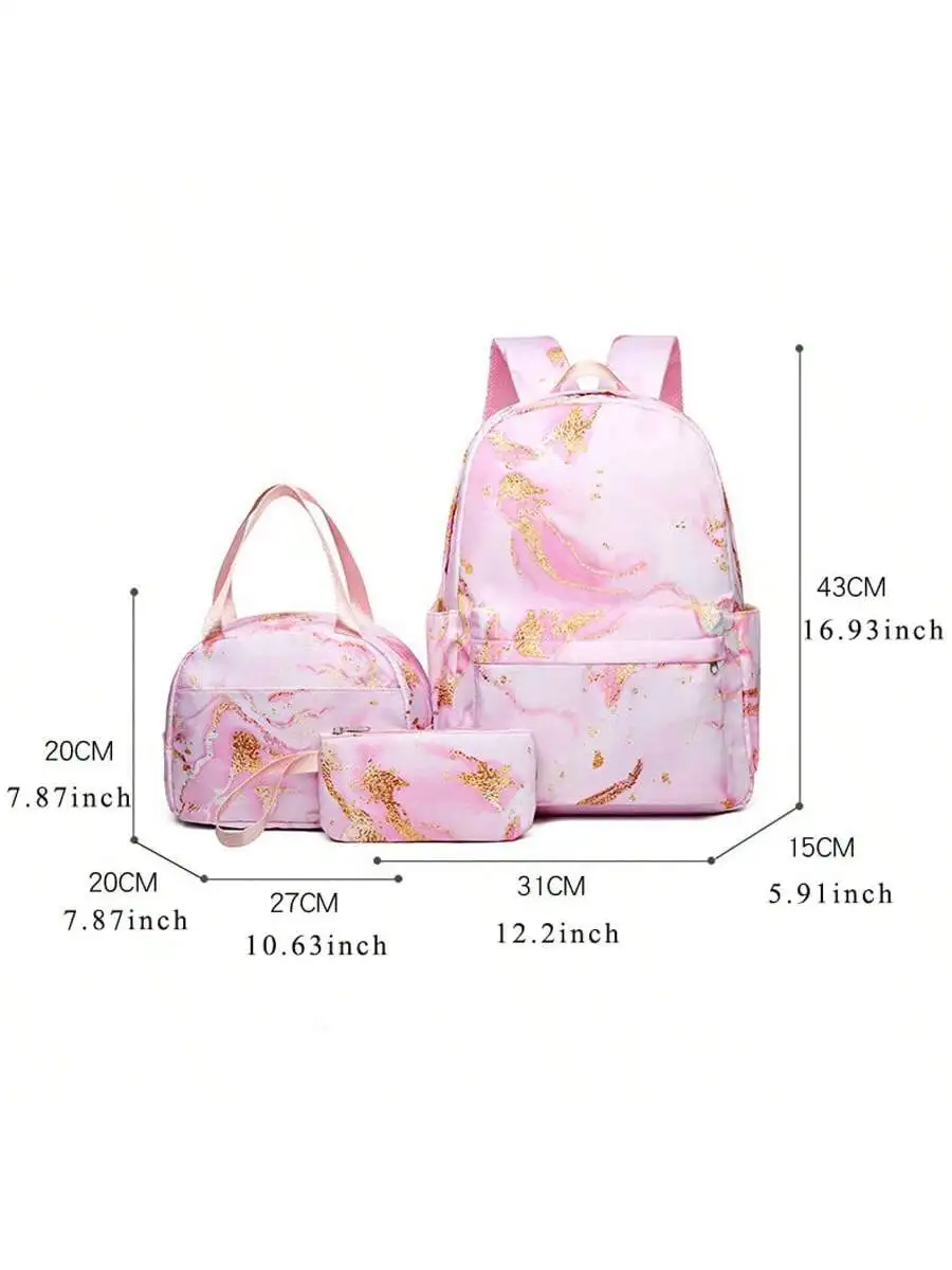 3Pcs Lilo & Stitch Anime Print Backpack Set, With Tote and Pouch, Large Capacity Lightweight And Breathable Outdoor Knapsack