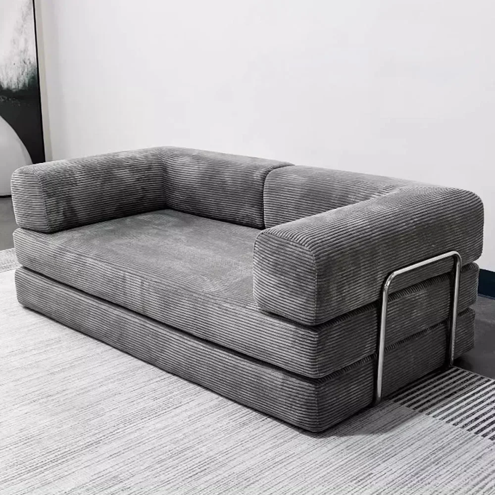 150cm Modern Style Air Compression Fabric Flannel Deformable Modular Couch for Living Room Sectional Composable Teddy Sofa Bed