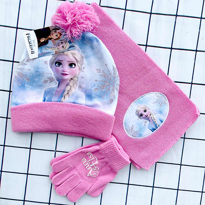 หมวกเด็กชุดถุงมือเด็กทารกถักหมวก Elsa การ์ตูนหมวกคอสเพลย์ของเล่นของขวัญคริสต์มาสสําหรับ Chridern