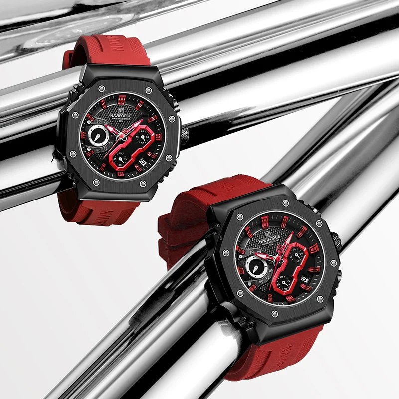 NAVIFORCE นาฬิกาสุดหรูสําหรับผู้ชายผู้หญิงคุณภาพสูง Original คู่นาฬิกาข้อมือสายซิลิโคนทหารกีฬานาฬิกากันน้ํา
