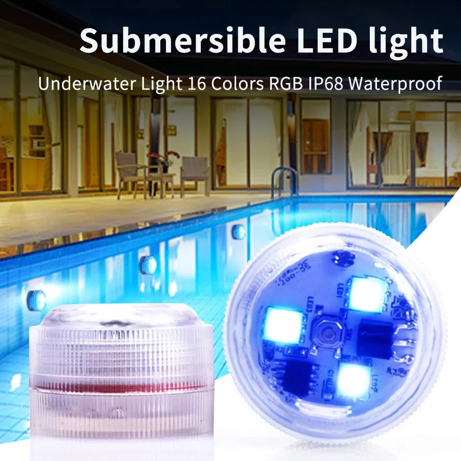 Luz LED para pecera, perilla de luz de buceo pequeña, Control remoto, luz subacuática, florero, decoración de paisaje, luz de ambiente, 3LED