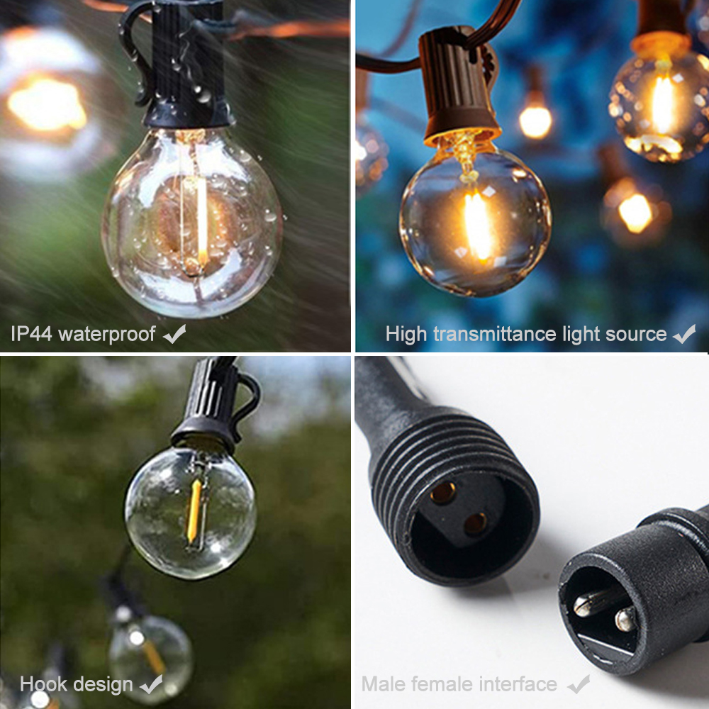 リモコン付き防水ガーデンライト,g40,ソーラー電球,庭の装飾,屋外の裏庭,7m, 10m,ip44