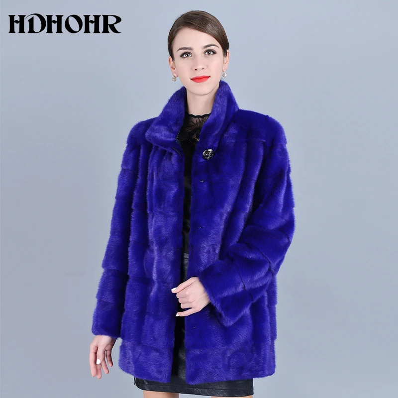 Hdhhr 2025 100% casaco de pele de vison real feminino longo de alta qualidade natural jaquetas de pele de vison inverno grosso quente luxo feminino parkers de pele