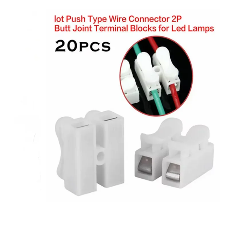 20 pz CH2 Primavera Filo Rapido Connettori Morsetti Morsettiera HA CONDOTTO LA Luce di Striscia Sostituire Nastri Elettrici Morsetto del Cavo Strumenti