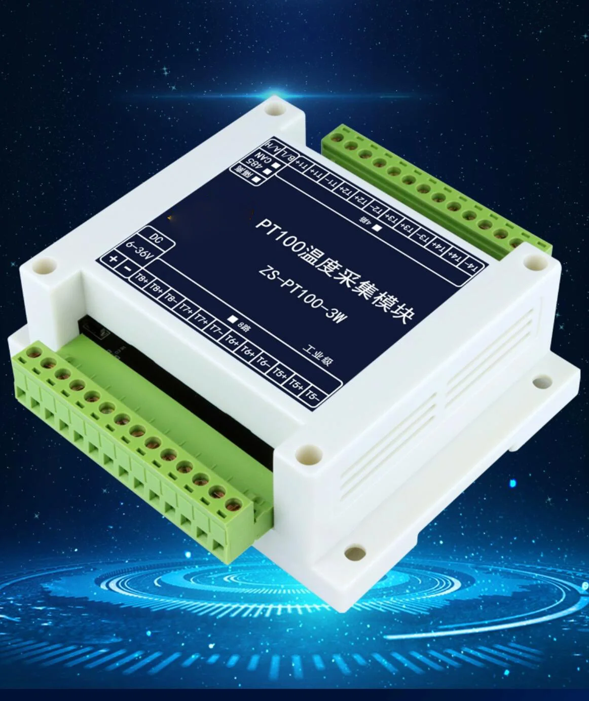 8ch 16ch Pt100 Geïsoleerde Industriële Rs485 Netwerkpoort Kan Modbus Temperatuuracquisitiemodule