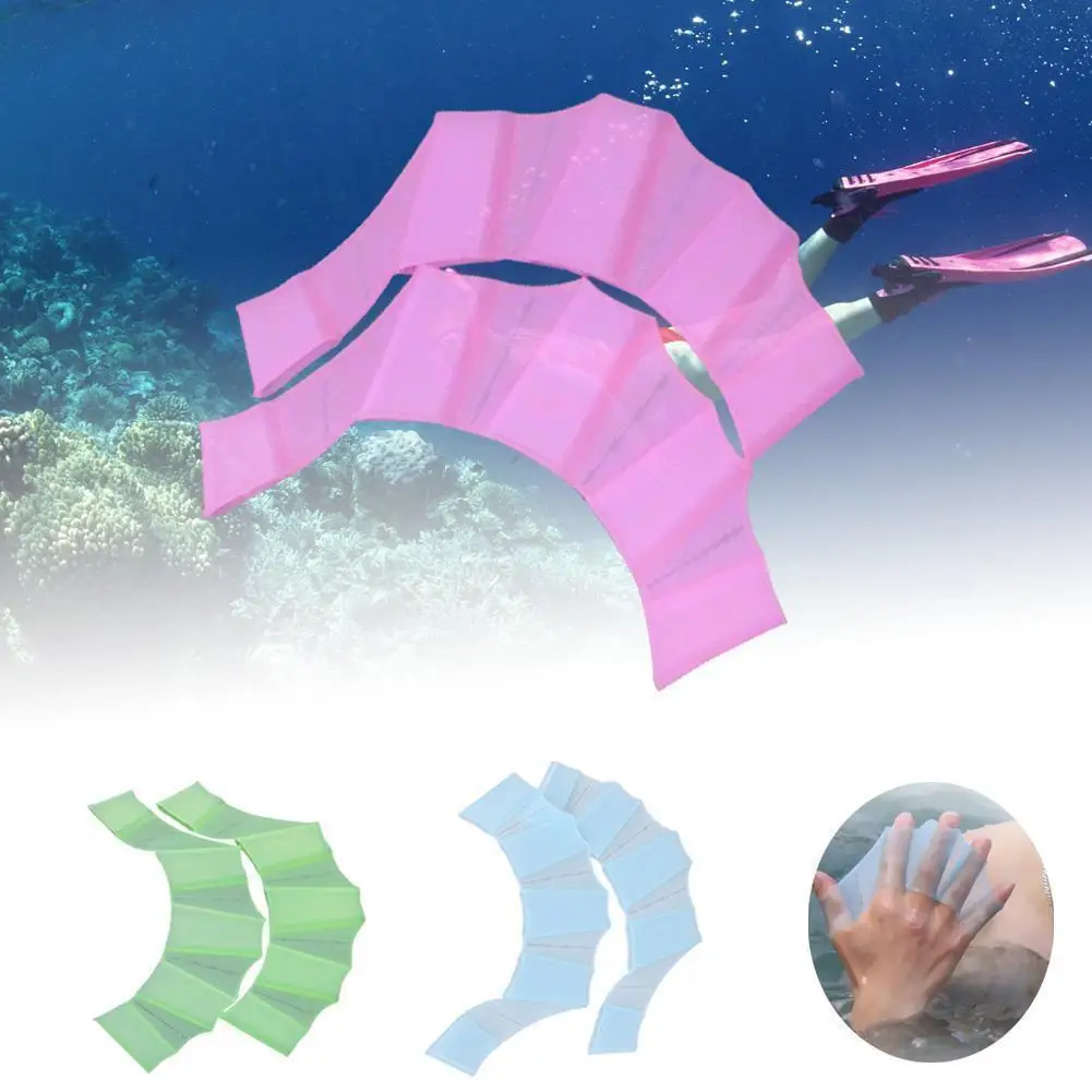 ซิลิโคนว่ายน้ํา Fins Flipper ผู้ชายผู้หญิงเด็กสระว่ายน้ํากีฬา Professional การฝึกอบรมนิ้วมือถุงมือ Webbed Paddles อุปกรณ์