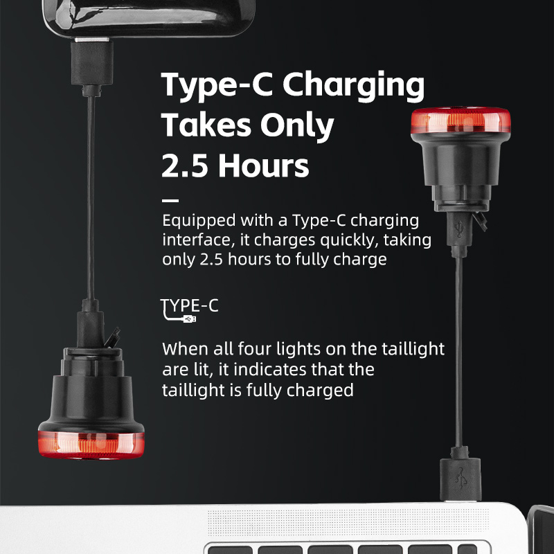 ROCKBROS Luz trasera de bicicleta inteligente Luces traseras de bicicleta IPX6 Luces de bicicleta impermeables para conducción nocturna con tipo C recargable