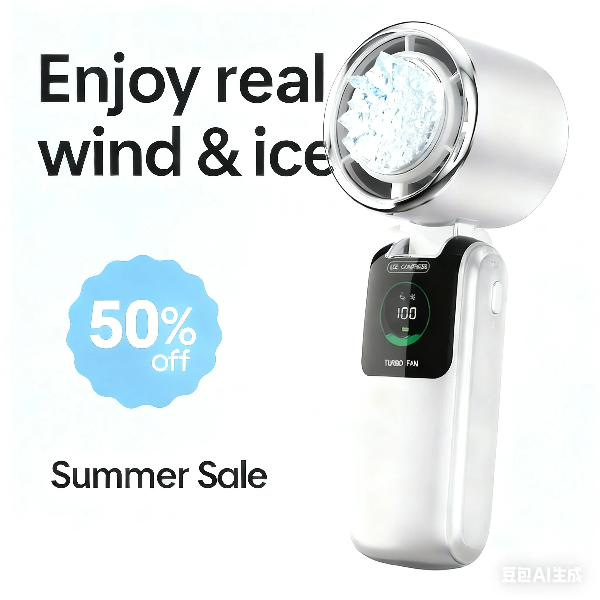 Ventilador de refrigeración portátil de alta velocidad, batería de 3600mAh, batería de larga duración de 9H, pantalla LED, refrigeración con un solo toque, diseño plegable y para colgar en el cuello