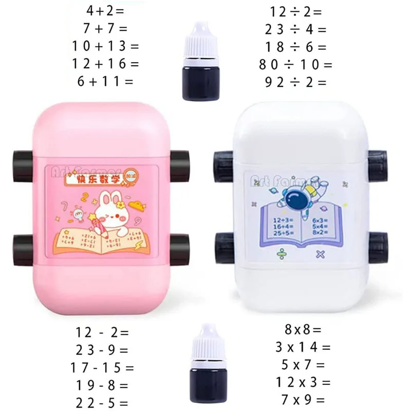 2 in 1 Math Roller Stamp Within 100 Multiplication and Division Dual Head Smart Math Practice Stamps Teaching Stamps for Kids
