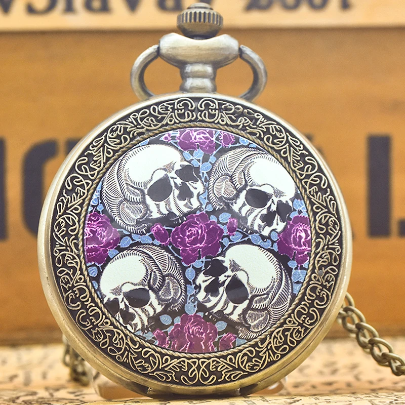 Vintage Bronze Silber Steampunk Clamshell männliche und weibliche Studenten Geschenk Quarz Halskette Kollektion Gedenktaschenuhr