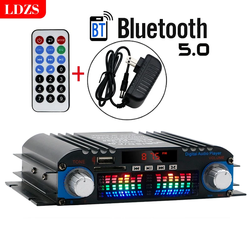 Amplificador de sonido HiFi de potencia máxima de 1800W, amplificador de Audio Digital de 4 canales, reproductor de Karaoke Bluetooth, Radio FM, compatible con Control remoto