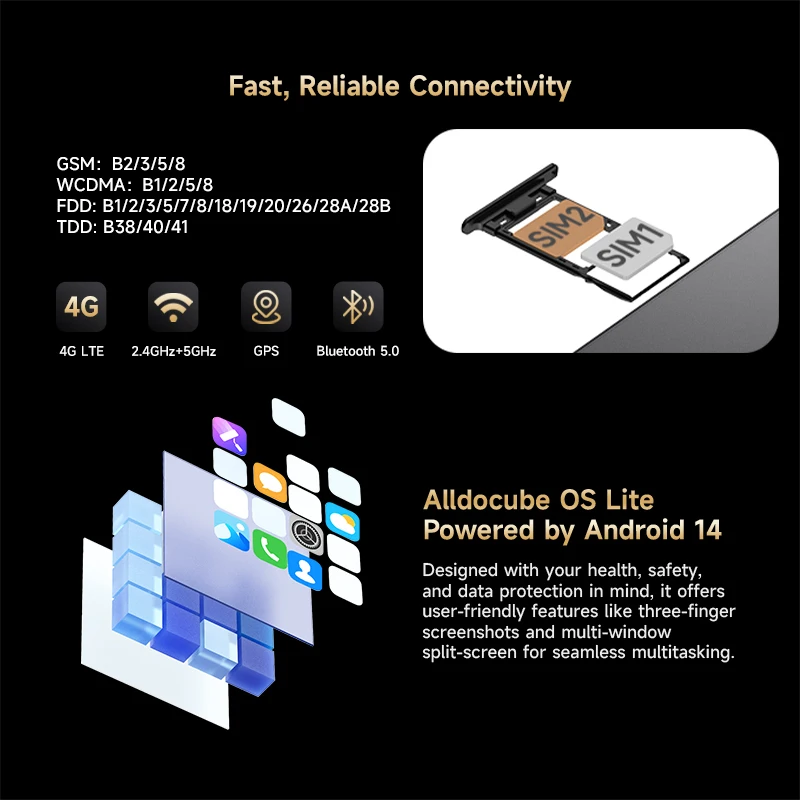 ALLDOCUBE iPlay70 Pro Tablet 10,95'' 2,5K 60Hz Display Helio G99 16GB(6GB+10GB Virtual) RAM 256GB ROM 4G LTE 7000mAh Android 14