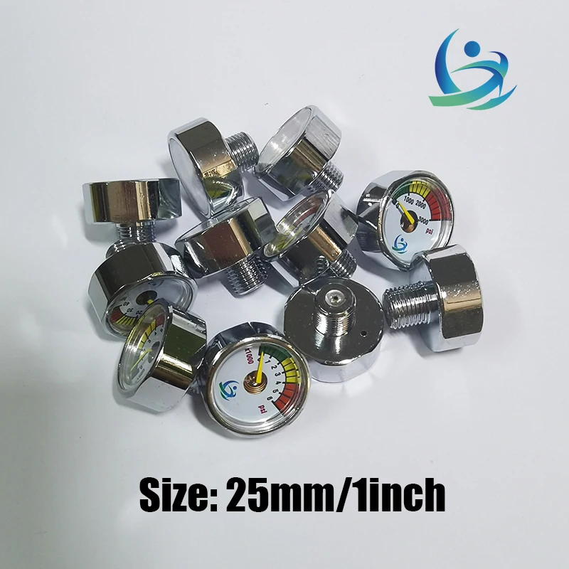 Manometro Manometro Mini Micro 25mm/1 pollici Manometro Aria Compressa Pompa A Mano Diving HPA Regolatore M8 * 1 M10 * 1 1/8NPT 1/8BSPP