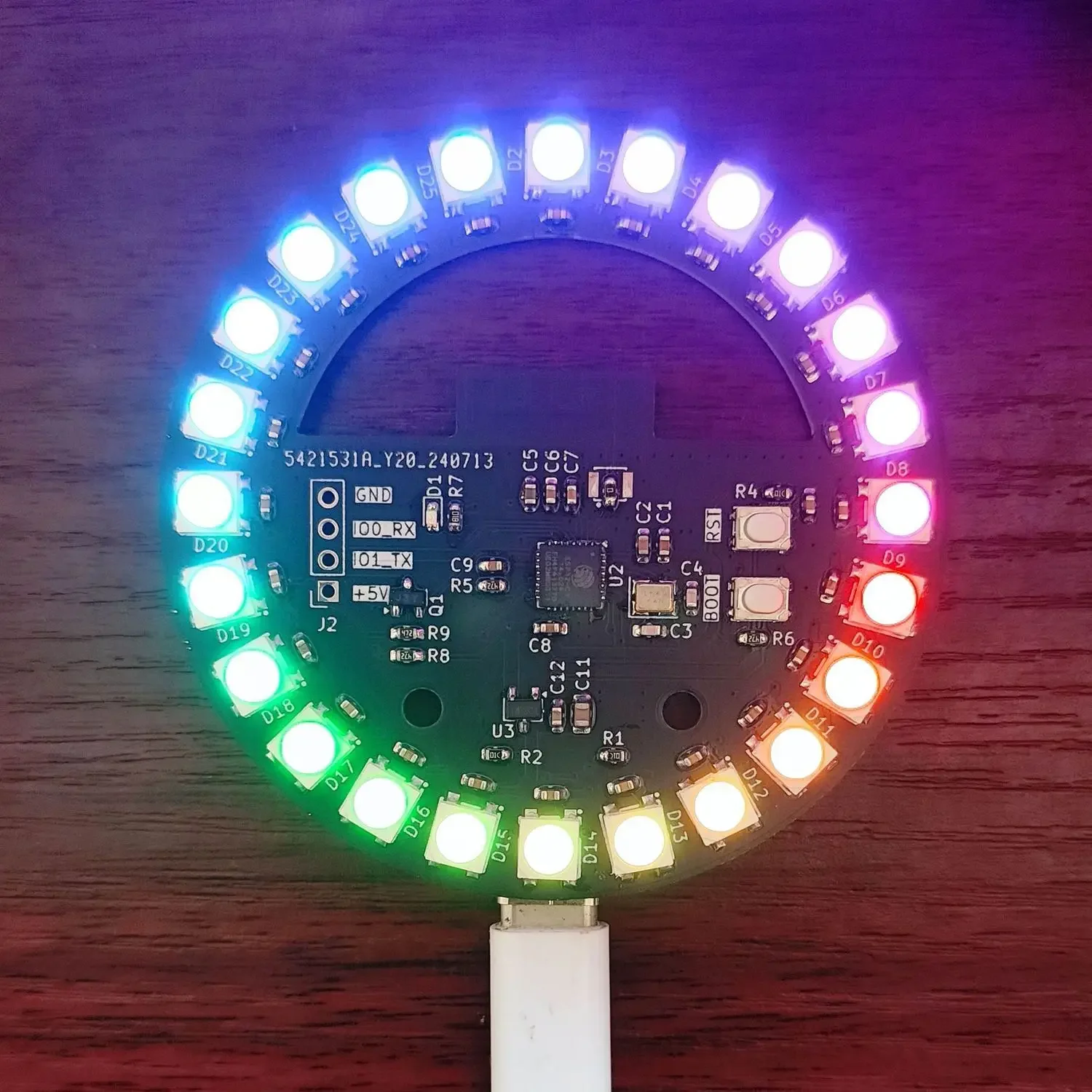 LED modificato a COLORE Scheda di sviluppo luce atmosfera intelligente fai-da-te Luce di controllo ad anello ESP32 + WS2812