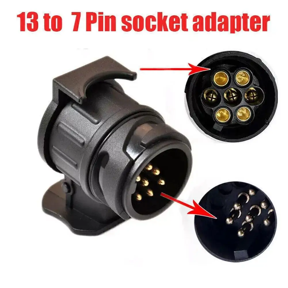   Adaptador de enchufe de 13 a 7 pines, conector de remolque, barra de remolque de 12V, enchufes impermeables, adaptador de enchufe, protege las conexiones