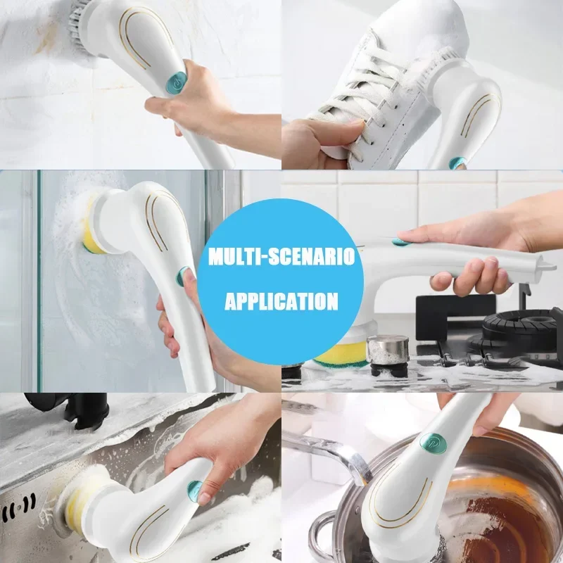 Xiaomi MIJIA-cepillo de limpieza eléctrico 5 en 1, herramienta de limpieza inalámbrica de mano multifuncional, recargable por USB, para baño y cocina