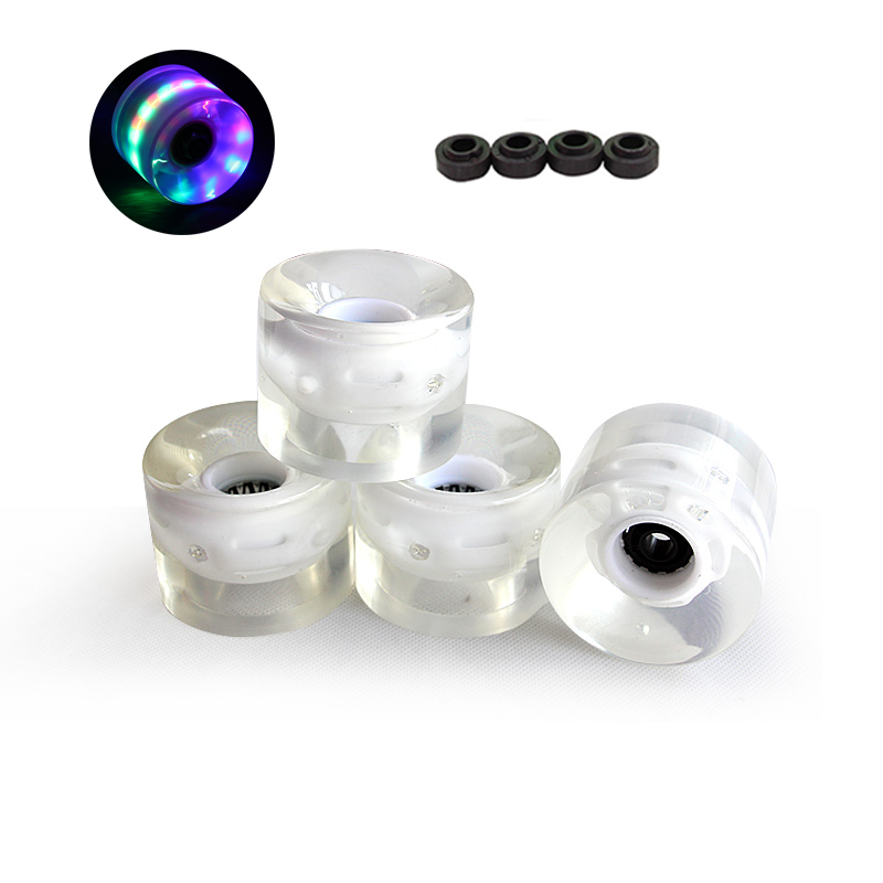 LEDスケートボードホイール、ペンニーボードホイール、PUボードホイール、ソフトフィッシュボードホイール、60x45mm、78a、4個