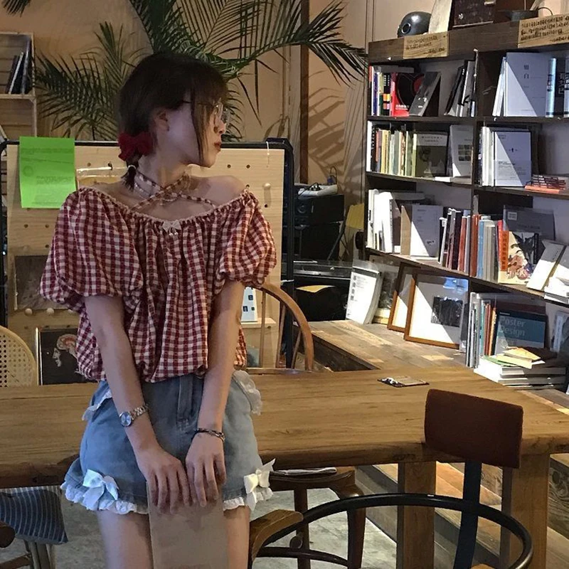 かわいい弓デニムショーツ女性日本レースパッチワークだぶだぶのジーンズショーツ夏 Y2K 原宿ハイウエストワイドレッグショートパンツ新