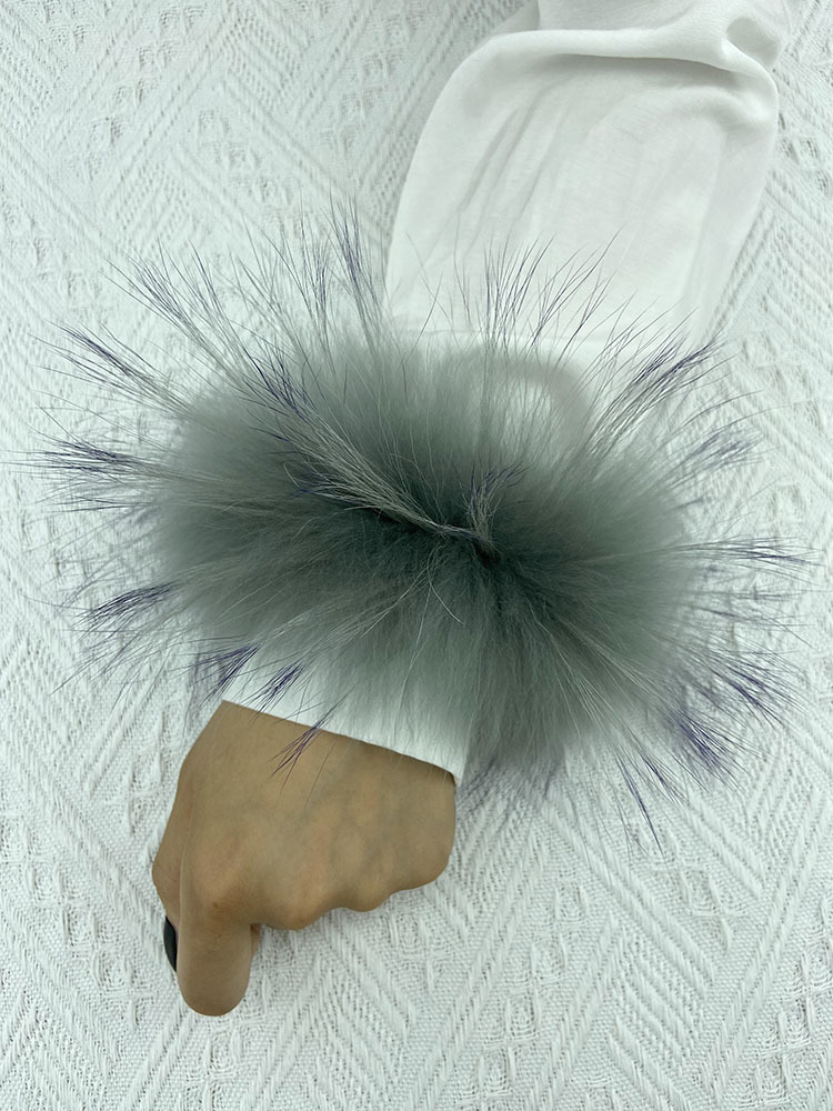 Puño de piel de mapache Real para mujer, accesorios para el cabello, pulsera envolvente de piel de mapache Natural de lujo, accesorios para el verano