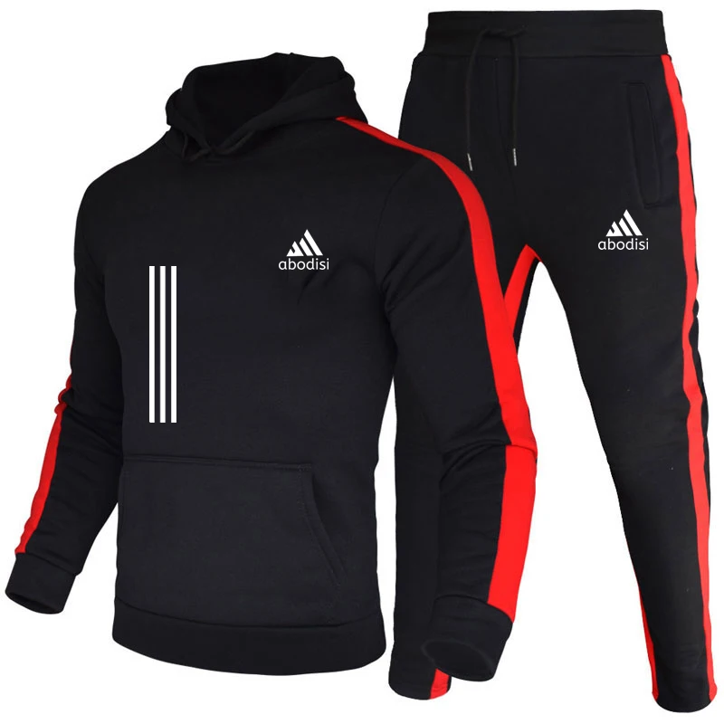Outono e inverno masculino lazer ao ar livre jogging fitness moda conjunto de roupas esportivas com capuz jumper e moletom dois conjuntos