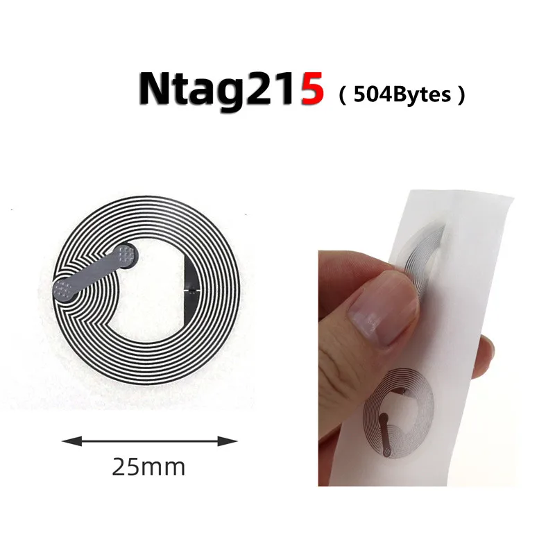 Прозрачные наклейки NTAG 215 NFC-метки для iPhone 13,56 МГц, 25 мм, универсальные метки RFID-метки и все телефоны NFC, 504 байта, 10 шт.