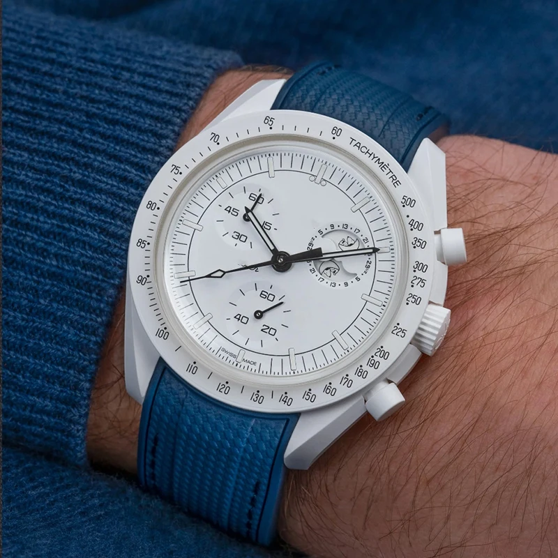 20 มม.สําหรับ Omega X Swatch Joint MoonSwatch ผู้ชายผู้หญิง Arc ปลายโค้ง TPU สร้อยข้อมือยางสําหรับ Rolex นาฬิกาเครื่องมือ