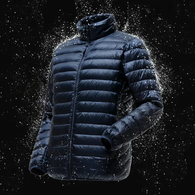 Leichte, wasserabweisende, verstaubare Pufferjacke für Herren, 2023, Neuheiten, Herbst-Winter, männliche Mode, Stehkragen-Daunenmäntel