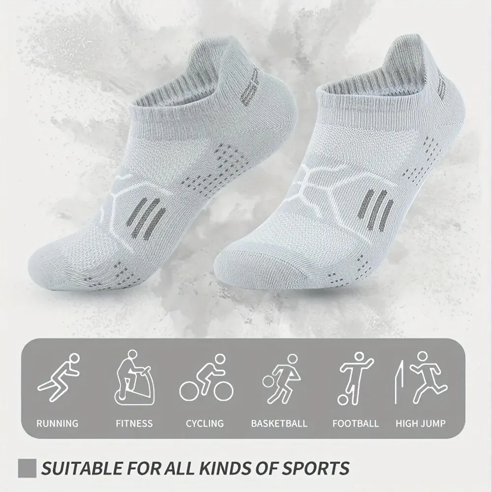 4 pares de calcetines tobilleros de compresión para correr y hacer ejercicio: calcetines transpirables y que absorben la humedad para deportes al aire libre