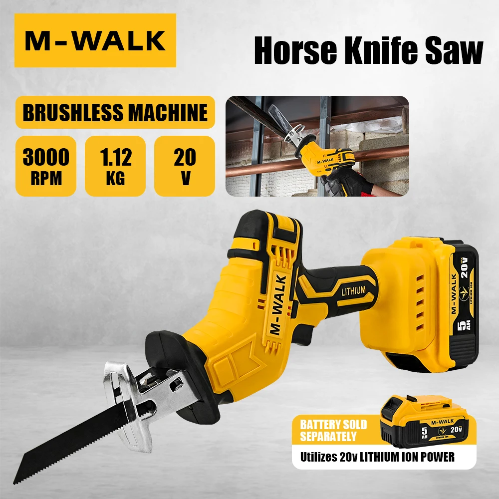 For Dewalt 20V Battery Pin Cordless Electric Reciprocating Saw Electric Chainsaw Saber Saw Wood Metal Cutting Saw Power Tools