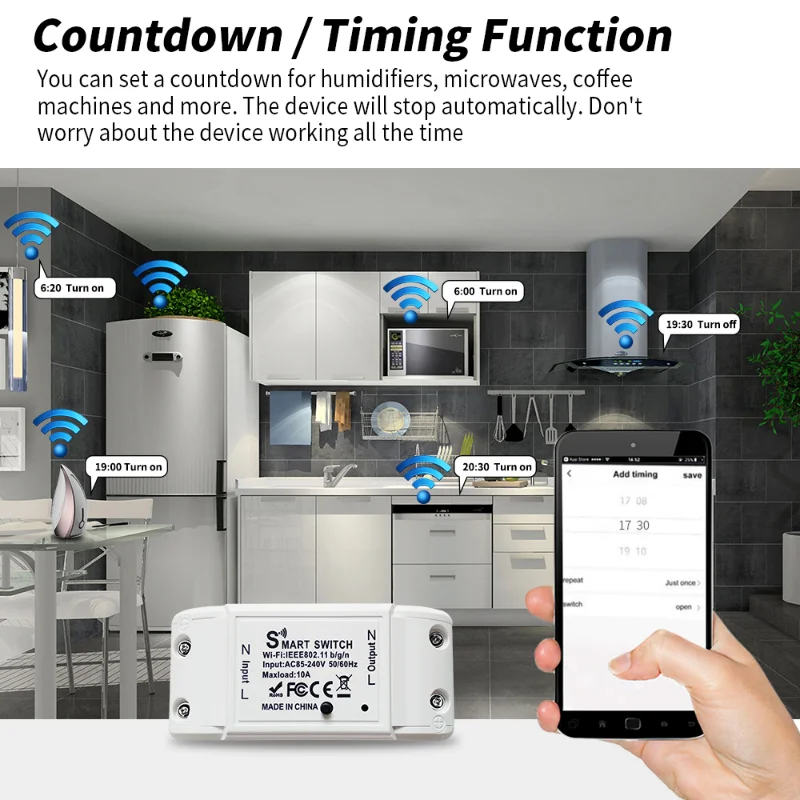 AXUS Tuya WiFi スマートスイッチアプリワイヤレスコントローラーユニバーサルブレーカータイマースマートライフワークライトスイッチ Alexa アクセサリー