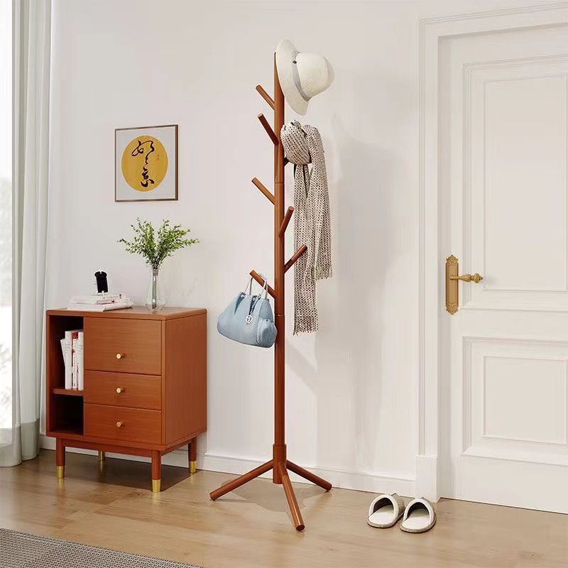 Solid Wood Coat Rack Modern Clothes Hanger Stand For Bedroom Living Room Entryway Sturdy Hat Scarf Bag Organizer Natural Wooden