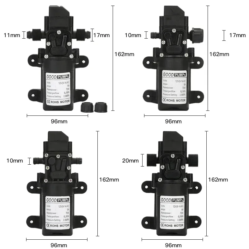 1 stücke Automatische Strömungsschalter 6L/Min DC12V 70 W 130PSI AUTO Membran Wasserpumpe Kleine Sichere Hochdruck selbstansaugende Pumpen