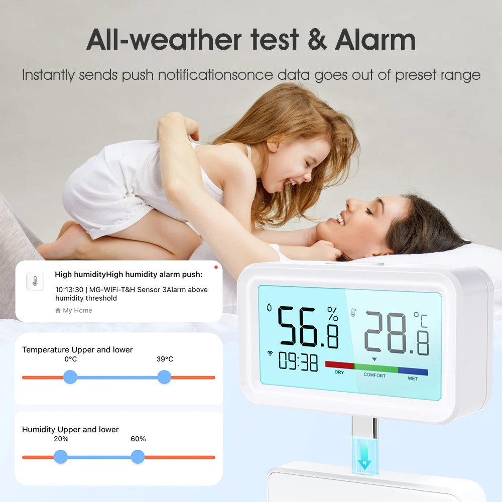 Tuya Zigbee-Sensor de temperatura y humedad, dispositivo con retroiluminación, aplicación Smart Life, higrómetro, termómetro, funciona con Alexa y Google