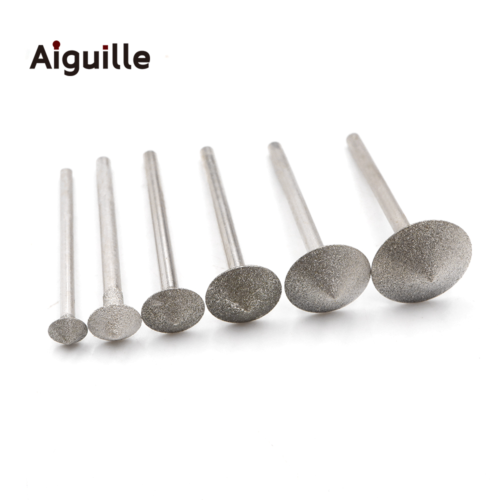 6 個 6/8/10/12/14/16 ミリメートル傘形状ダイヤモンド研削バリ歯研削ビット翡翠石研削ポイント