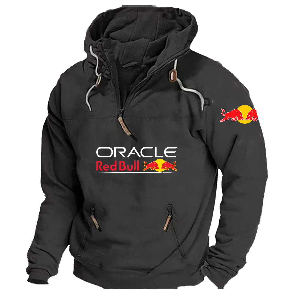 Jaqueta de motocicleta masculina com logotipo Red Bull com capuz terno de corrida casual retrô com capuz jovem montanhismo roupas esportivas