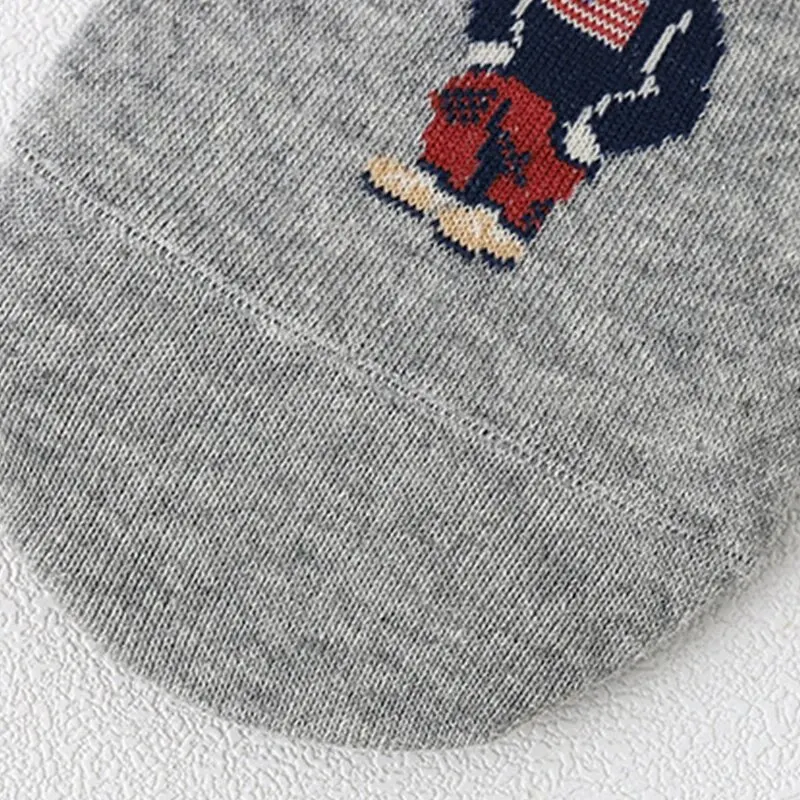 5 Paar supersüße, mit Bären bestickte Cartoon-Bären-Bootssocken, weich und bequem, schweißableitend und vielseitige kurze Socken