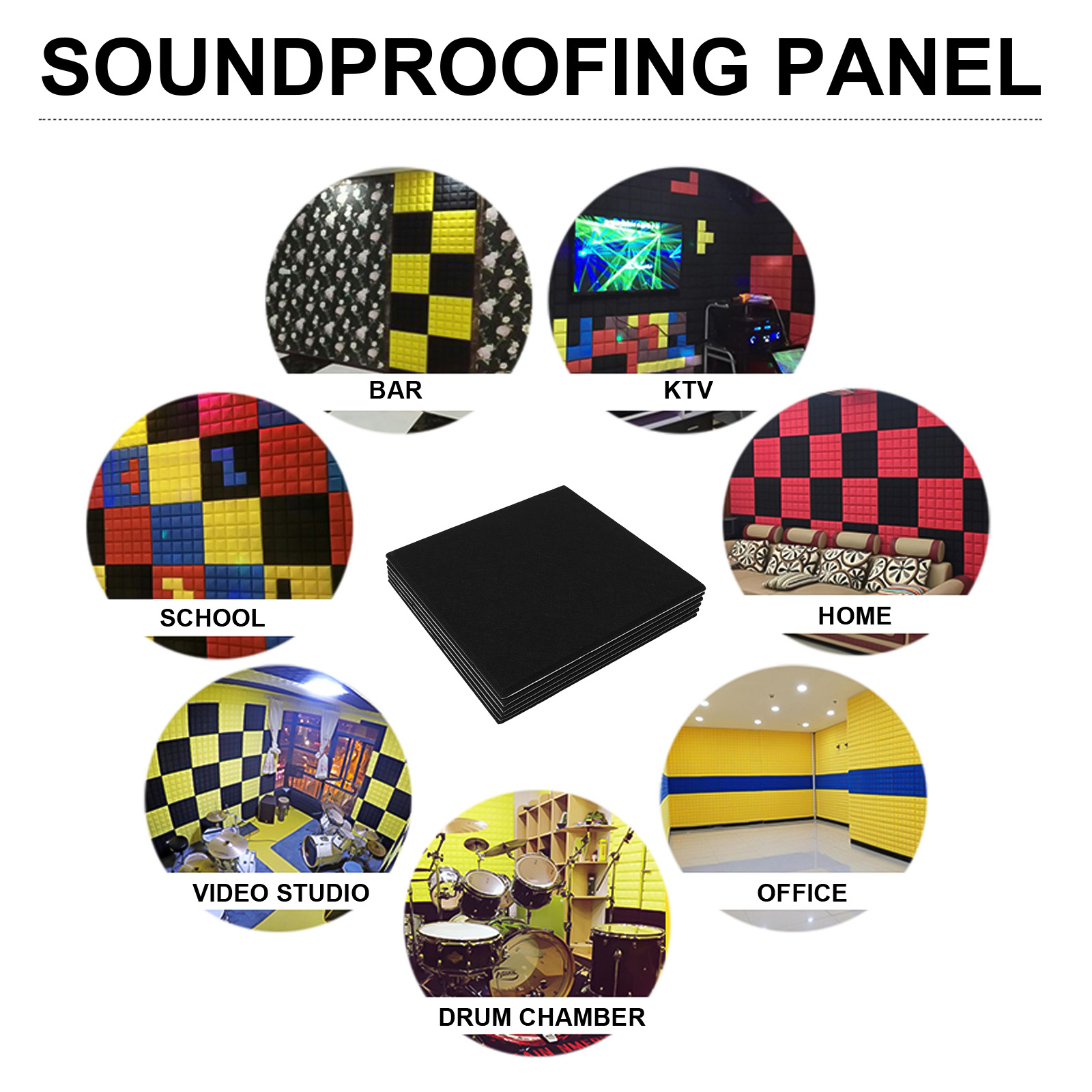 72Pcs Self Adhesive Acoustic Soundproof Panels Polyester Fiber High Density Noise Absorption Boards for Office Studio