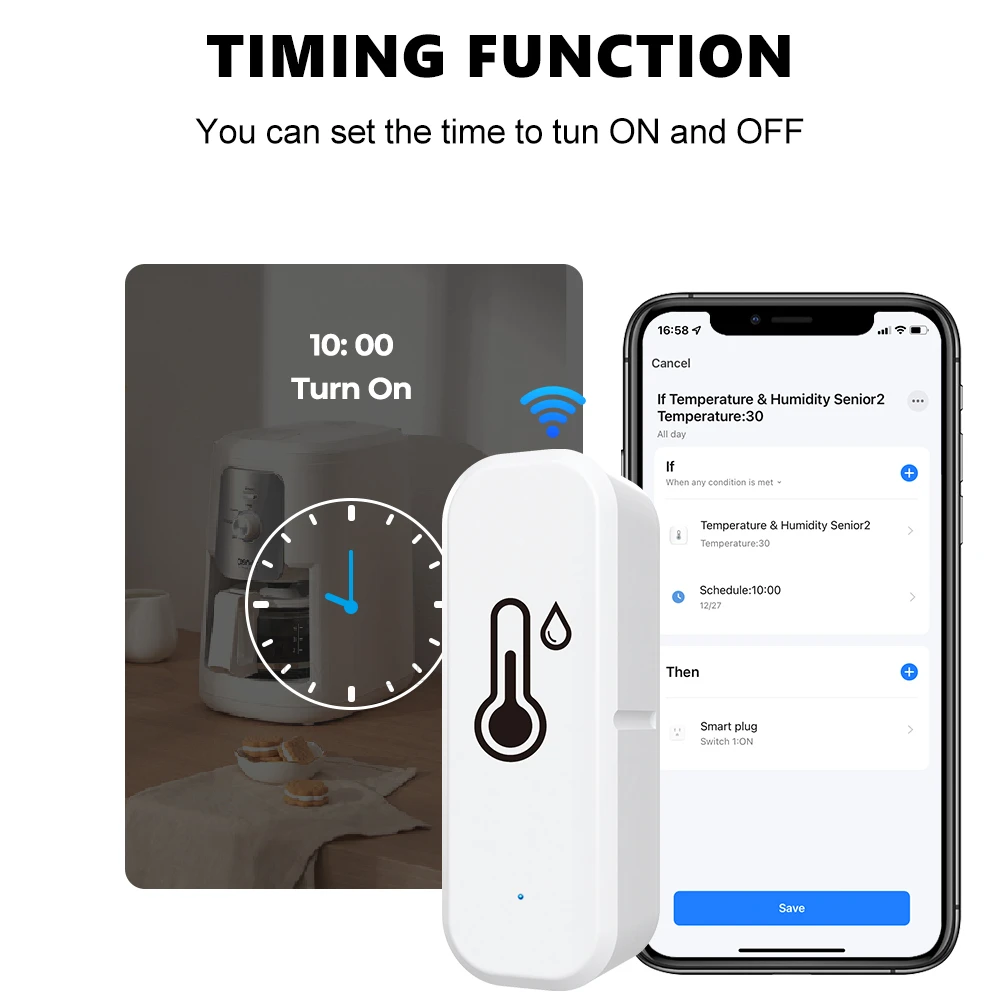 Tuya Mini WiFi ZigBee Sensor inteligente de temperatura y humedad automatización del hogar termómetro enlace inteligente Alexa Google Home