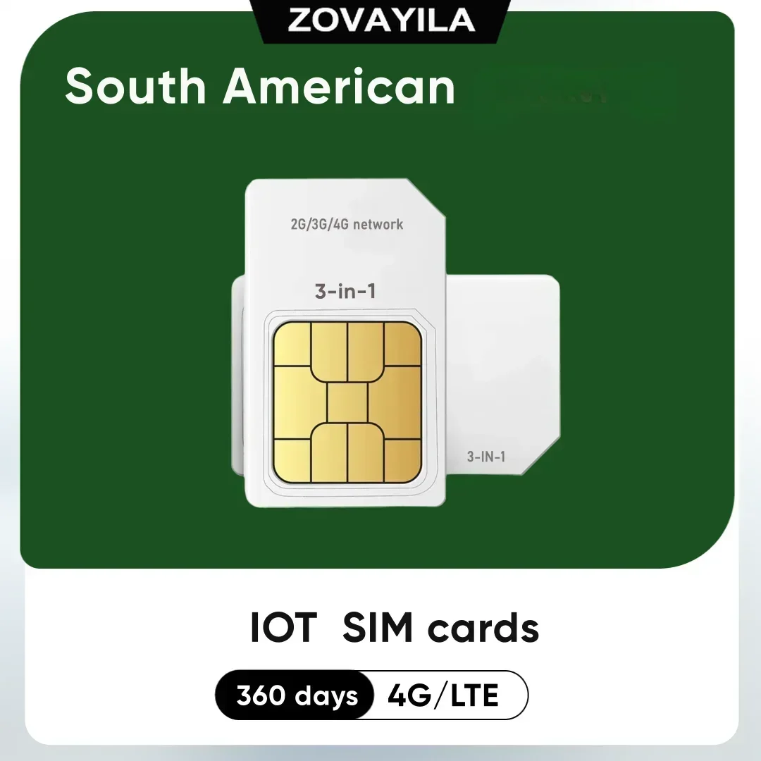 Odblokowana karta SIM dla urządzeń IoT, automatów sprzedających, lokalizatorów GPS, bezprzewodowych domofonów do użytku POS, Ameryka Południowa, 4G LTE, 360 MB