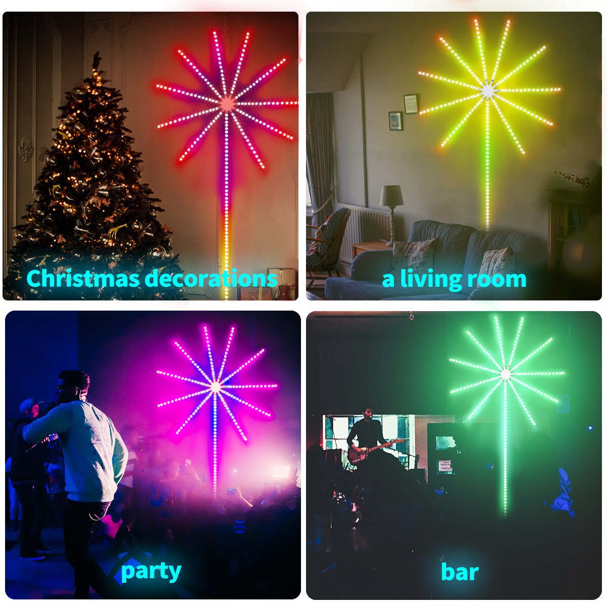 Smart Fireworks LED 5V Strip Light Kit with Remote Control Neon for Party New Year Christmas Bedroom Decoration Gift Lights
