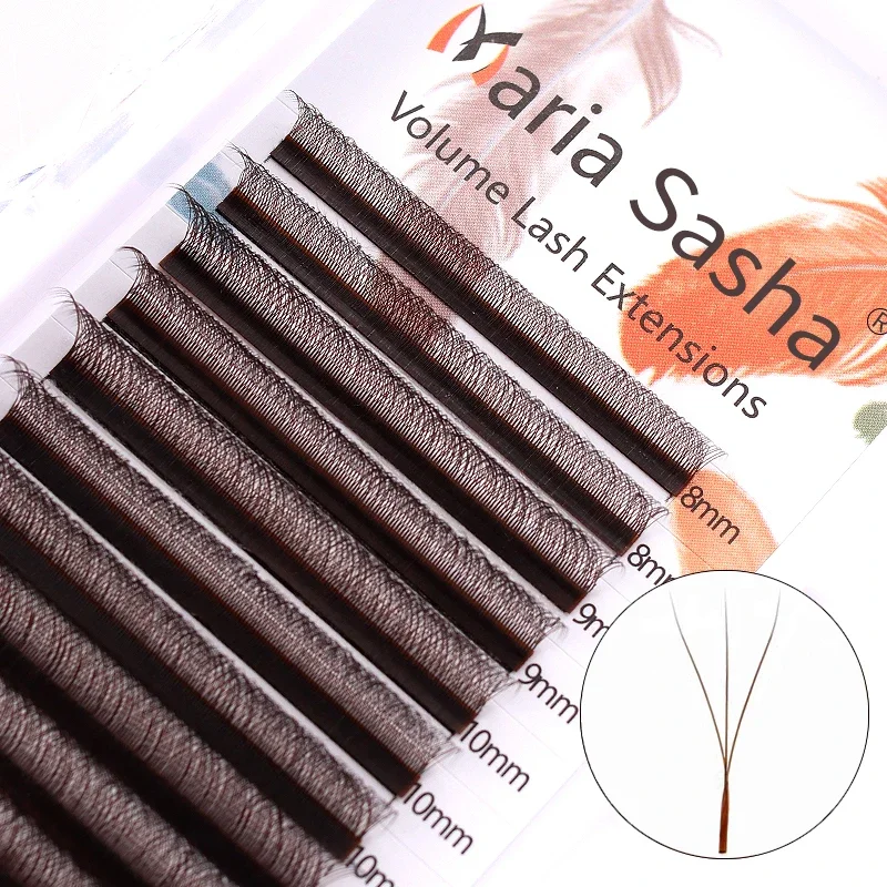 MARIA Brown W forma 3D tipo pestañas individuales extensión de pestañas coloridas naturalmente suave visón negro Real ventiladores de volumen prefabricados