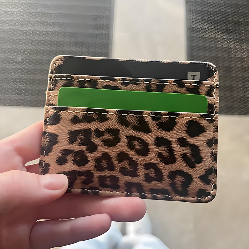 Классический кошелек для карт из искусственной кожи с леопардовым принтом, модный автобус, бизнес-держатель для монет, денег, тонкий держатель для карт для мужчин и женщин