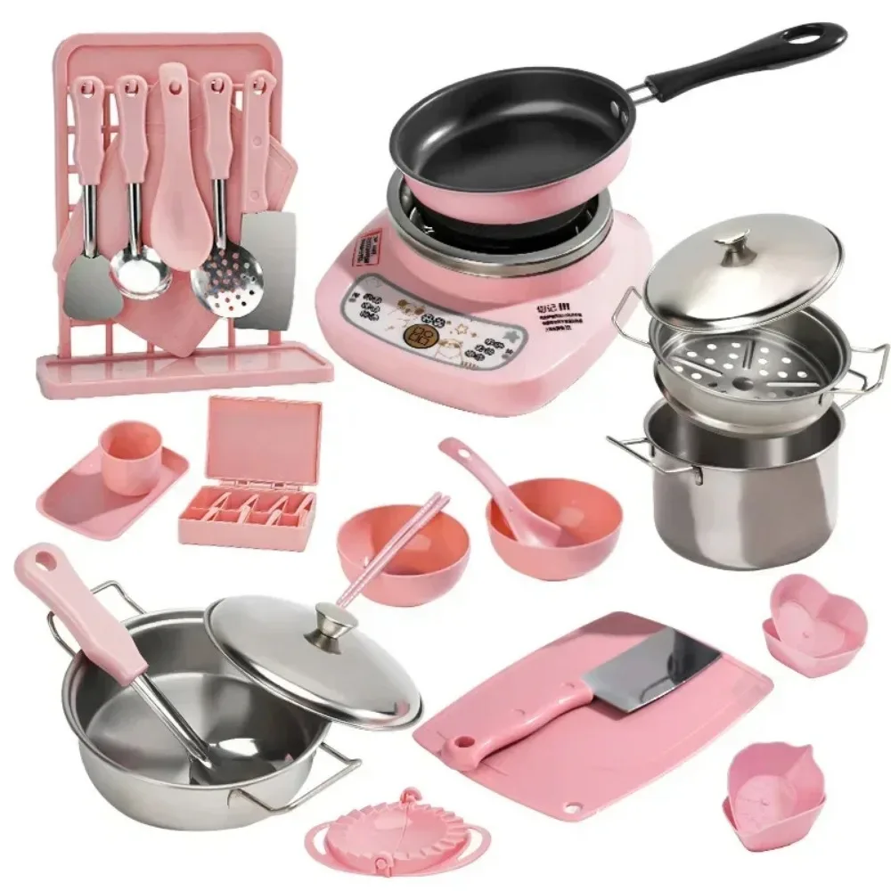 New Mini Kitchen Real Cooking Full Set of Cooking Girl Small Kitchen Set Children Baby Puzzle Play House Toy Kids Toys Xmas Gift