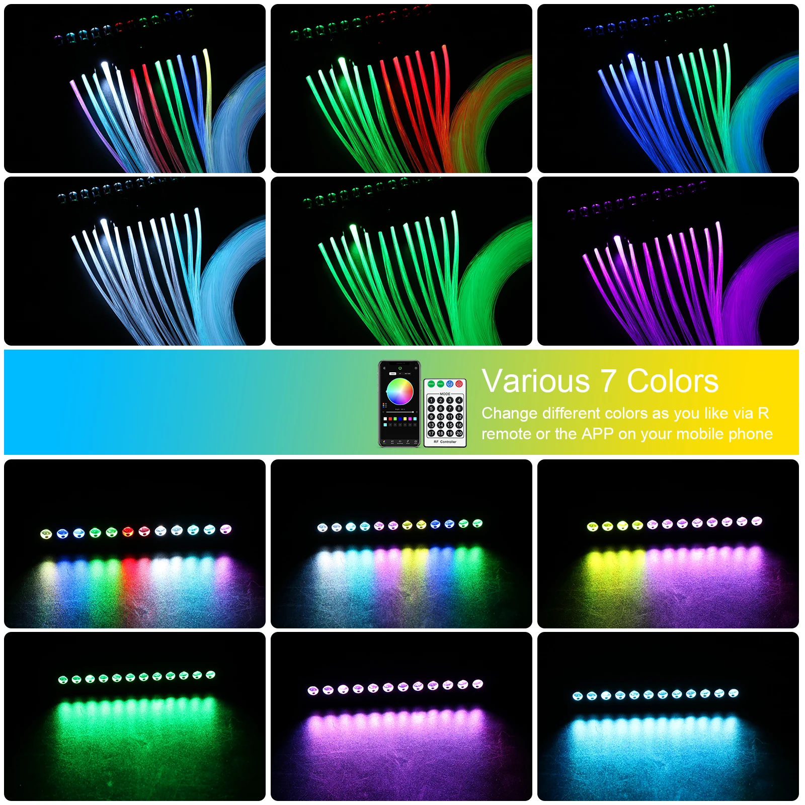 9w 12 leds estrelas cadentes céu app rgbw luzes de fibra óptica com estrela de fibra óptica teto do carro efeito meteoro luz kit motor