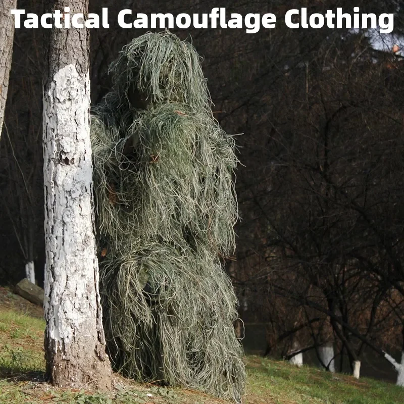 Traje de camuflaje Conjunto Ghillie de hierba marchita 3D, traje de caza de 5 piezas conjunto de traje de caza