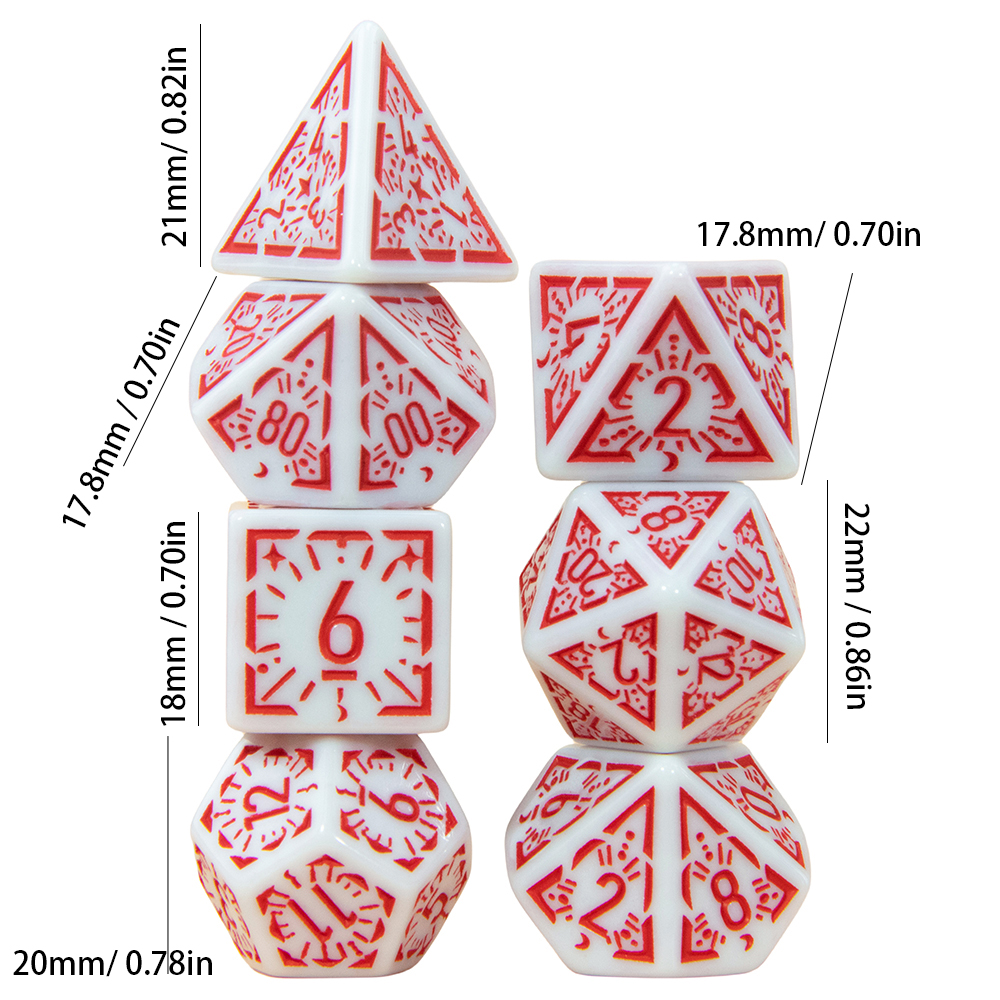 35/21/7-teiliges DND-Würfel-Set, mehrere Seiten, polyedrisch, D4, D6, D8, D10, D12, D20, Würfel für Rollenspiele, Brettspiel, Mathematik, Tischplatte, RPG