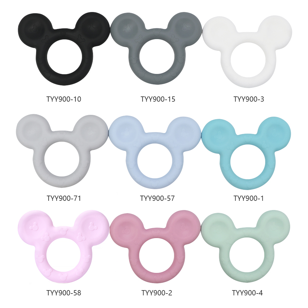 TYRY. HU 1PC การ์ตูน Mickey เด็กซิลิโคน Teether การงอกของฟันสัตว์หนู DIY Baby Teething สร้อยคอของเล่นซิลิโคนเกรดอาหารของเล่น